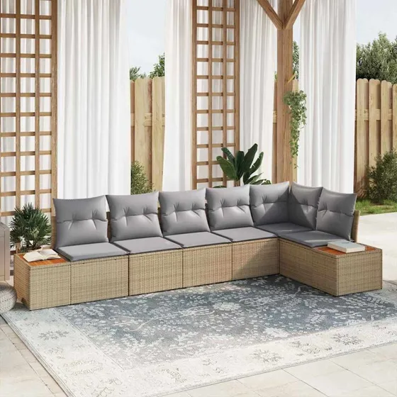 vidaXL Havesofa Sæt 6 stk Beige/Lys Grå Polyrattan