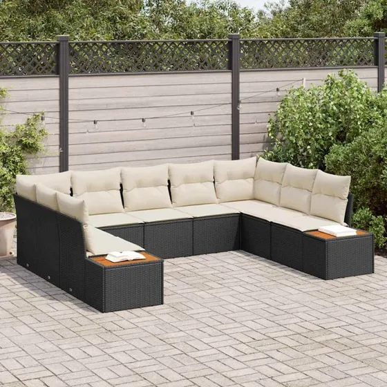 vidaXL Havesofa Sæt 5-pcs Sort/Cream Polyrattan