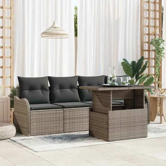 vidaXL Havesofa Sæt 5-pcs Grå Poly Rattan