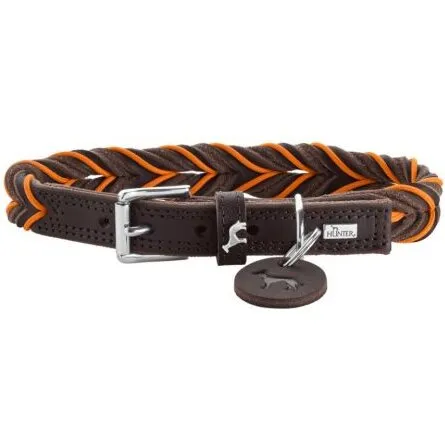 Hunter Solid Education Cord halsbånd 50–56 cm, brun/orange