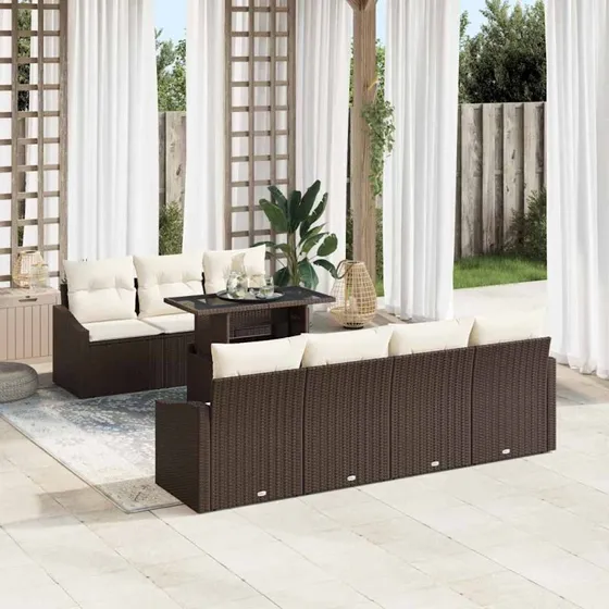 vidaXL Havesofa Sæt 8 pc Brun Poly rattan med opbevaring