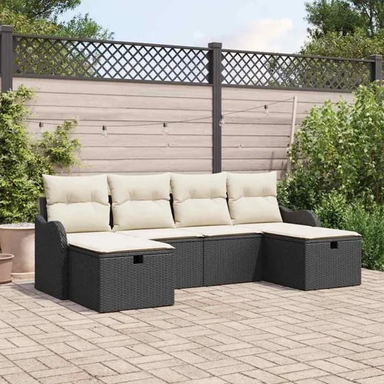vidaXL Sofa Sæt 6-pcs Sort/Cream med Opbevaring