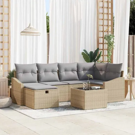 Sofa Sæt Med Pude Med Opbevaring - Beige/Lysegrå