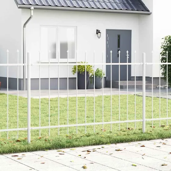 vidaXL Havehegn 6 stk, Hvid, 10,2 x 0,8 m, Pulverlakeret Stål