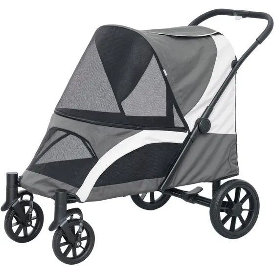 Aosom Hundeklapvogn til store hunde, mørkegrå, op til 30 kg