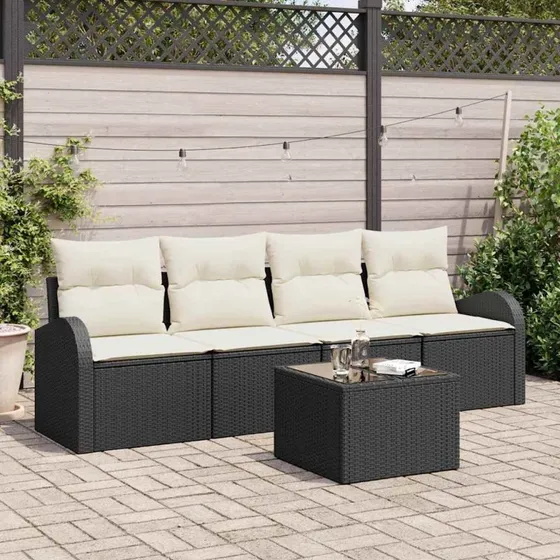 vidaXL Havesofa Sæt Sort 55x55x37 cm Poly rattan