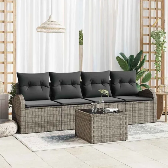 vidaXL Havesofa Sæt Grå 55x55x37 cm Poly rattan