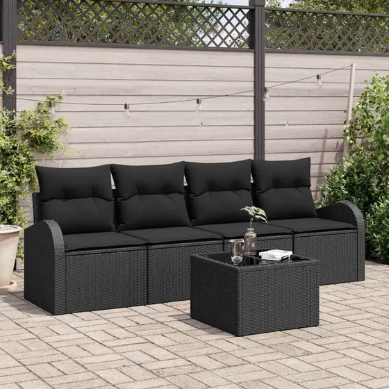 vidaXL Havesofa Sæt Sort 55x55x37 cm Poly rattan