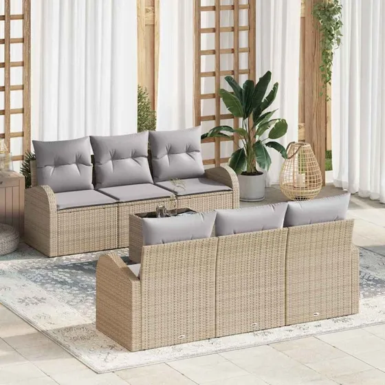 vidaXL Havesofa Sæt Beige 55x55x37 cm Poly Rattan