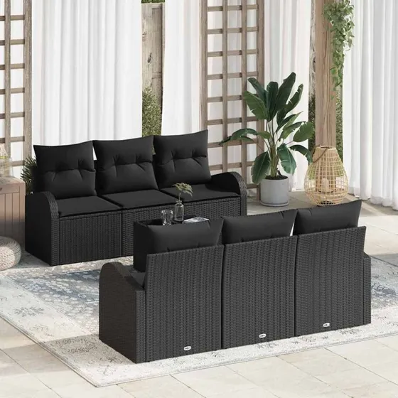 vidaXL Havesofa Sæt Sort 55x55x37 cm Poly Rattan