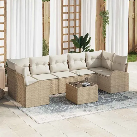 vidaXL Havesofa Sæt Beige 55 x 55 x 37 cm polyrattan