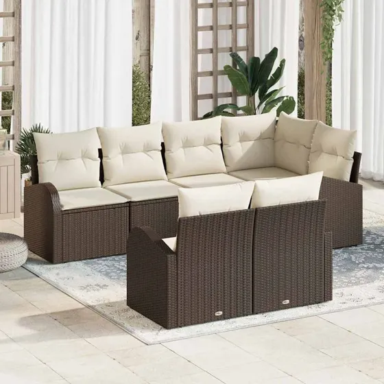vidaXL Havesofa Sæt 7-personer Brun Poly rattan