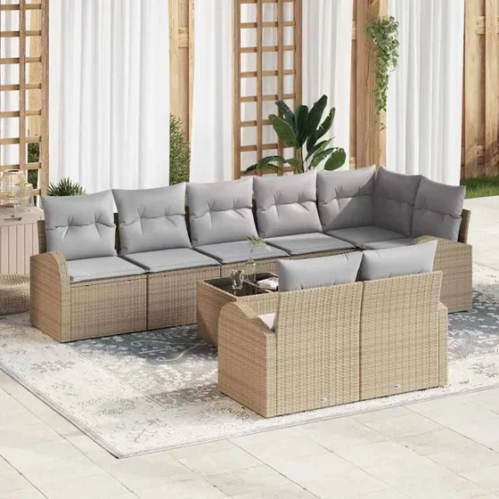vidaXL Havesofa Sæt Beige/Grå 55x55x37 cm PolyRattan