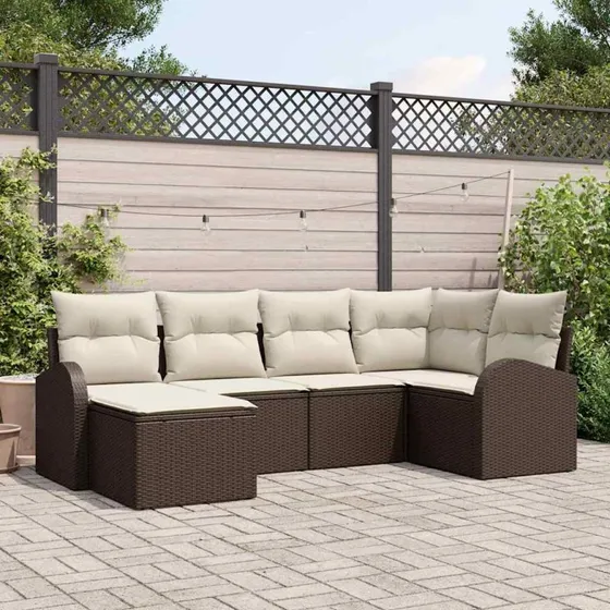 vidaXL Havesofa Sæt 6-personer Brun Poly rattan