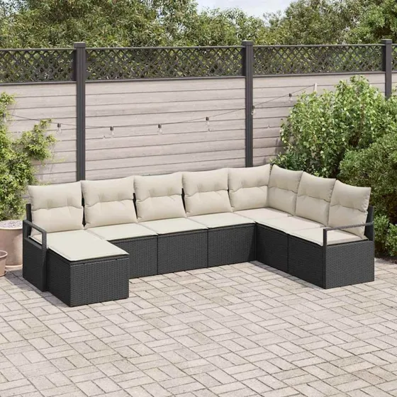 vidaXL Sofa Sæt 8 pc Sort PolyRattan