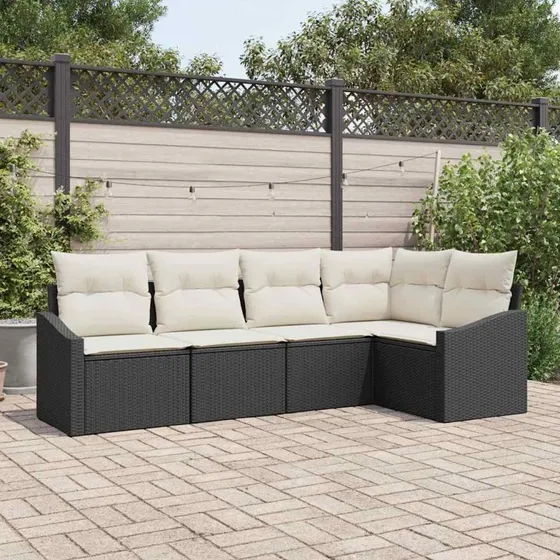 vidaXL Sofa Sæt 5-pcs Sort PolyRattan