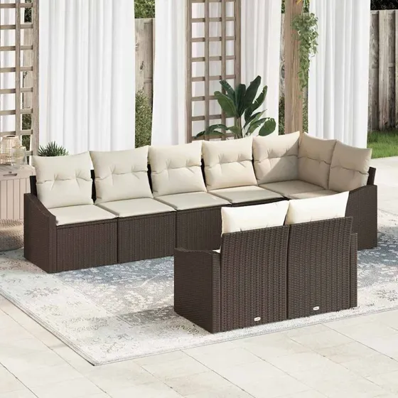 vidaXL 8-pces Havesofa Sæt Brun Poly rattan