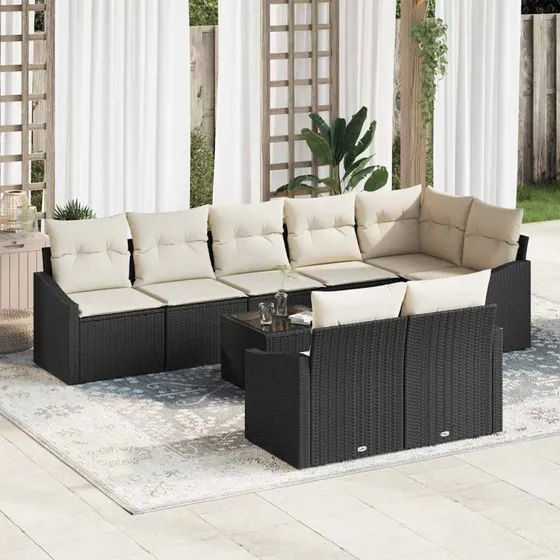 vidaXL Sofa Sæt 9 pcs Sort Poly rattan