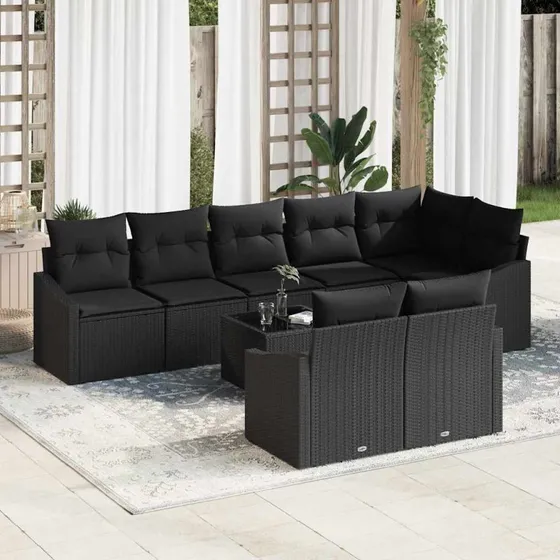 vidaXL Sofa Sæt 9 pc Sort Poly rattan