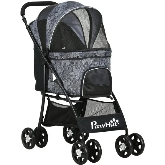 Hundevogn 81x48x99 cm - Grå/Sort, Oxford stof