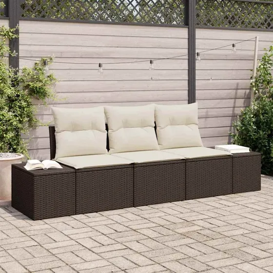 vidaXL Havesofa Sæt 3-pcs Brun Poly rattan