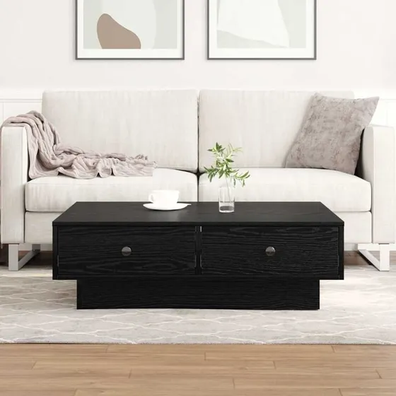 vidaXL Sofabord Sort 90 x 90 x 28 cm Konstrueret Træ