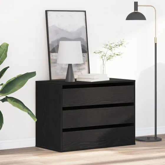 vidaXL Skuffeskab 80x41x58 cm Sort Konstrueret Træ