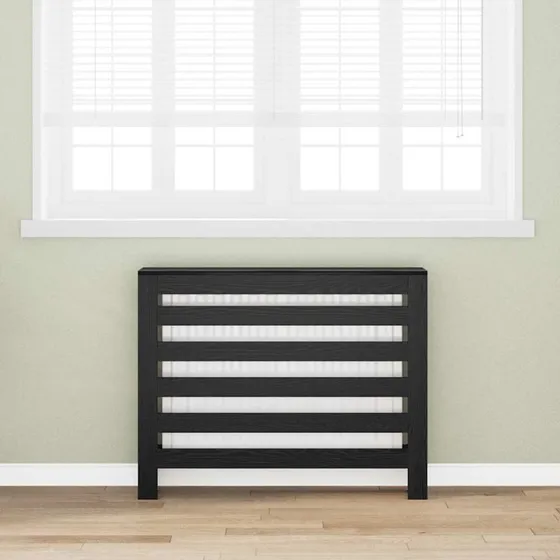 vidaXL Radiatorcover Sort 104 x 20 x 82 cm Konstrueret Træ