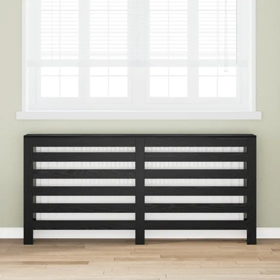 vidaXL Radiatorcover Sort 175 x 20 x 82 cm Konstrueret Træ