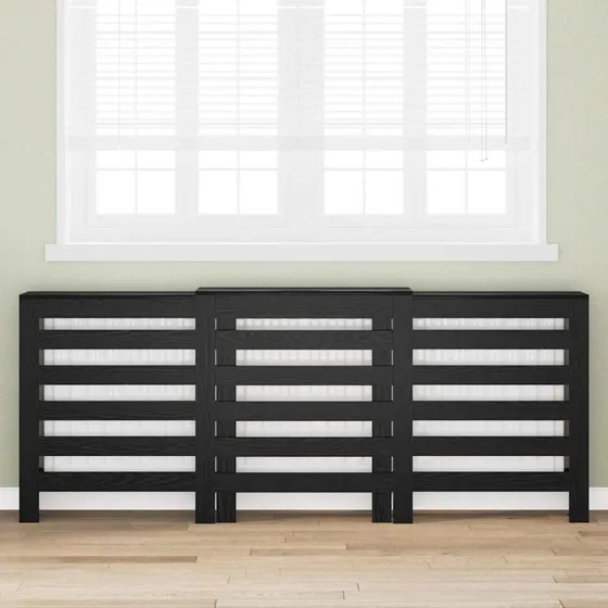 vidaXL Radiatorcover Sort 205 x 21,5 x 83,5 cm Konstrueret Træ