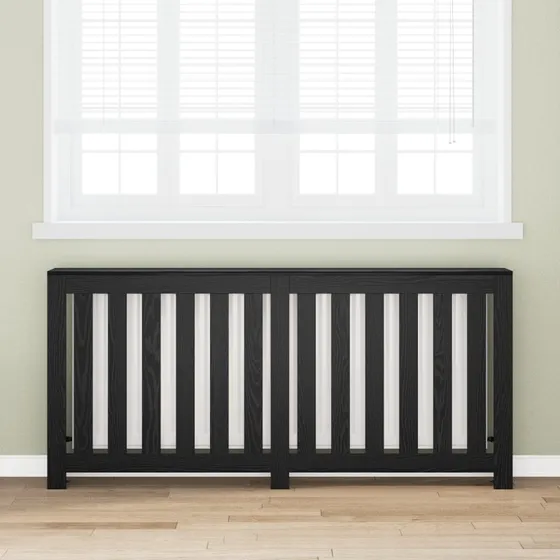 vidaXL Radiatorcover Sort 175 x 20 x 82 cm Konstrueret Træ