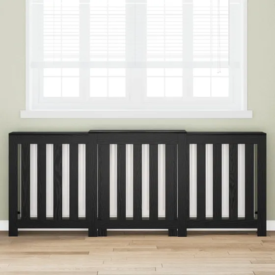 vidaXL Radiatorcover Sort 205 x 21,5 x 83,5 cm Konstrueret Træ