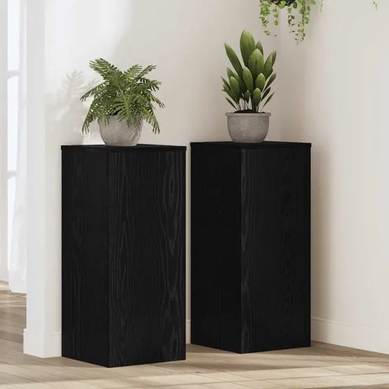 vidaXL Planteholder 2 stk, Sort eg, 30 x 30 x 70 cm, Konstrueret træ