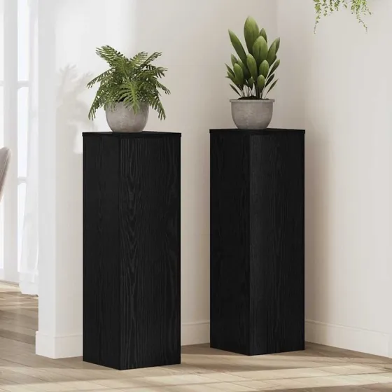 vidaXL Planteholder 2 stk, Sort eg, 25 x 25 x 80 cm, Konstrueret træ