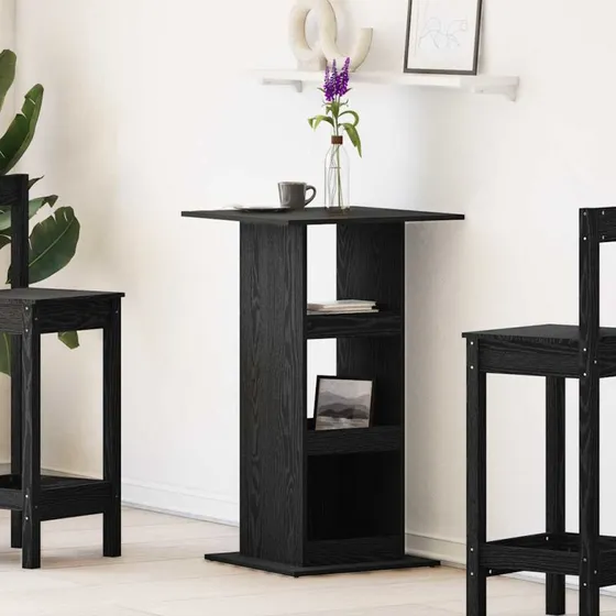 vidaXL Barbord med hylde, Sort, 60 x 60 x 100 cm, Konstrueret træ