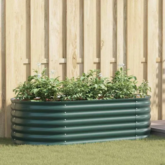 vidaXL Hævet Bed Grøn 160 x 80 x 44 cm Stål