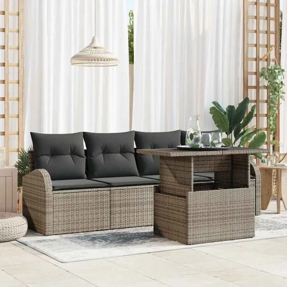 vidaXL Havesofa Sæt 5-del, Grå Poly Rattan