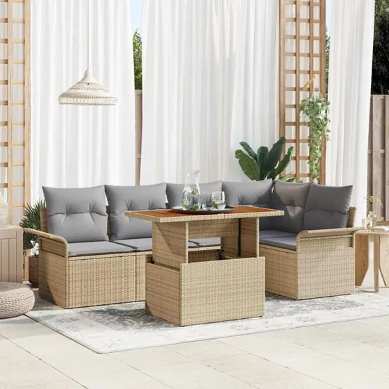 vidaXL Havesofa Sæt 6 stk beige og lysegrå 100 x 55 x 73 cm