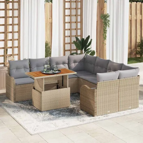 vidaXL Havesofa Sæt 7 stk beige og lysegrå