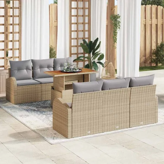 vidaXL Havesofa Sæt 7 stk beige og lysegrå 100 x 55 x 73 cm