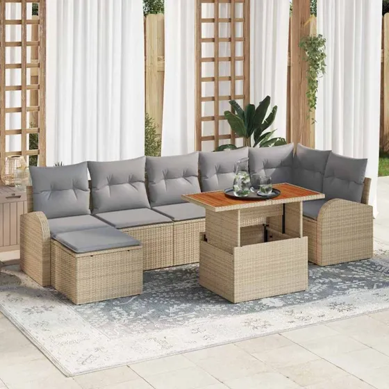 vidaXL Havesofa Sæt 8 pcs beige og lysegrå