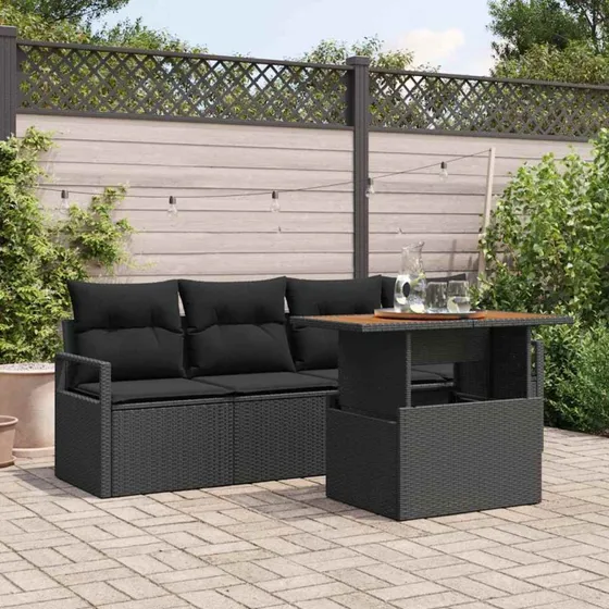 vidaXL Havesofa Sæt 5-pces Sort