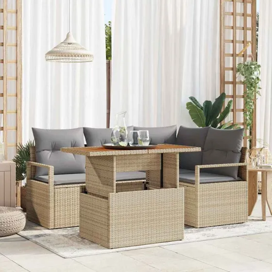 vidaXL Have Spisebordssæt 5 stk Beige og Grå 100 x 55 x 73 cm