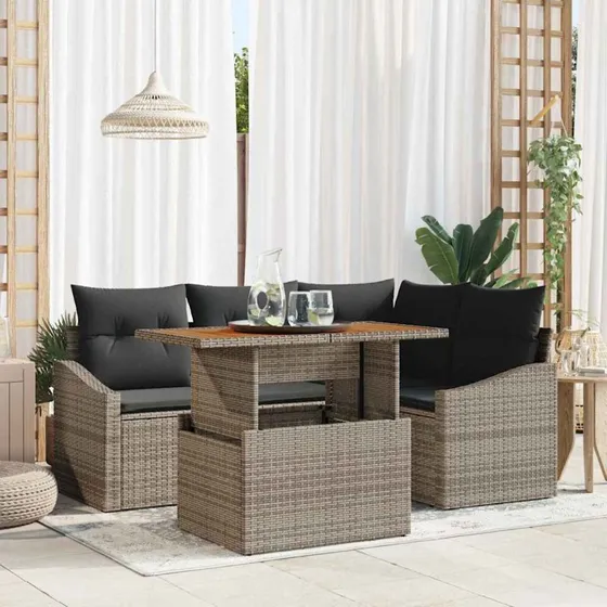 vidaXL Have Spisebordssæt 5 pcs Grå og Brun 100 x 55 x 73 cm