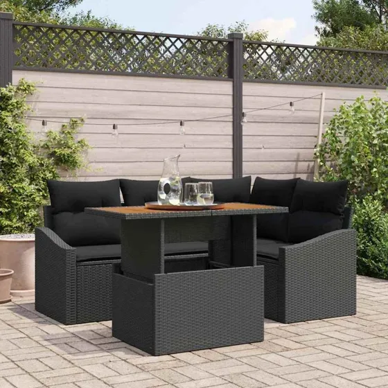 vidaXL Have Spisebordssæt 5 pcs Sort og Brunt 100 x 55 x 73 cm