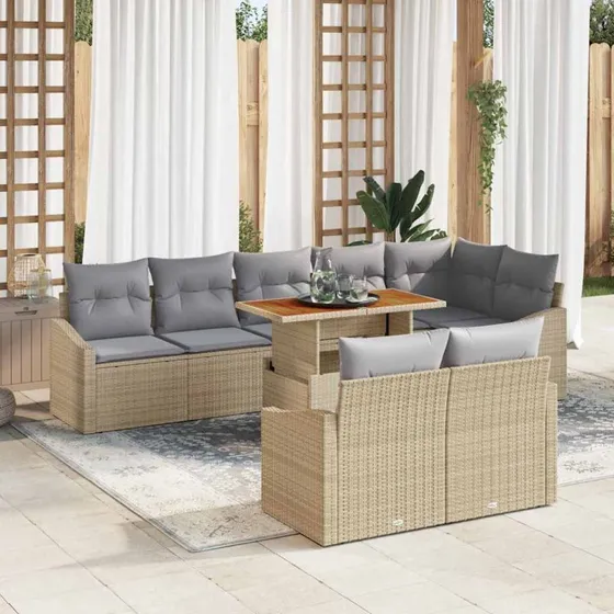 vidaXL Havesofa Sæt 9 stk Beige og Grå