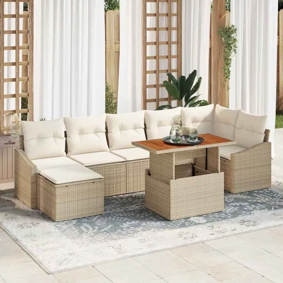 vidaXL Have Spisebordssæt 8 stk Beige og Creme