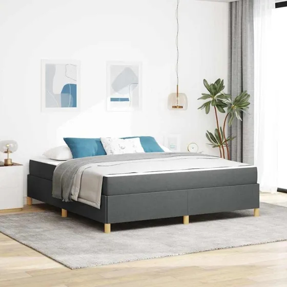 vidaXL Sengestel med madras Mørkegrå 180x200 cm Stof