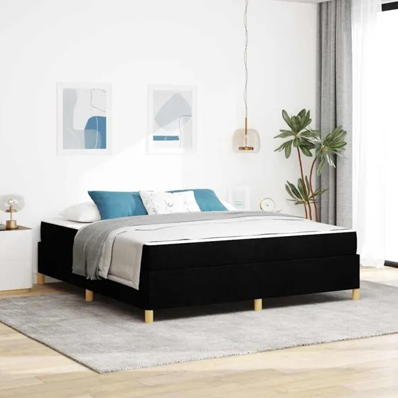 vidaXL Sengestel med madras Sort 180 x 200 cm Stof
