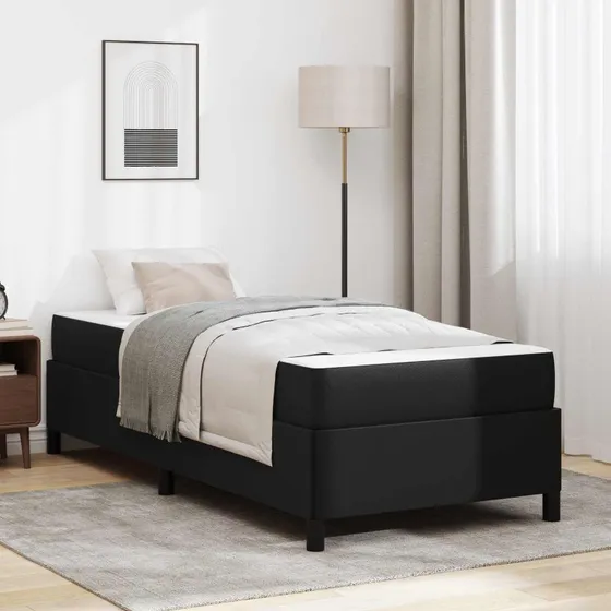 vidaXL Sengestel med Madras, Sort 90 x 190 cm, Stof